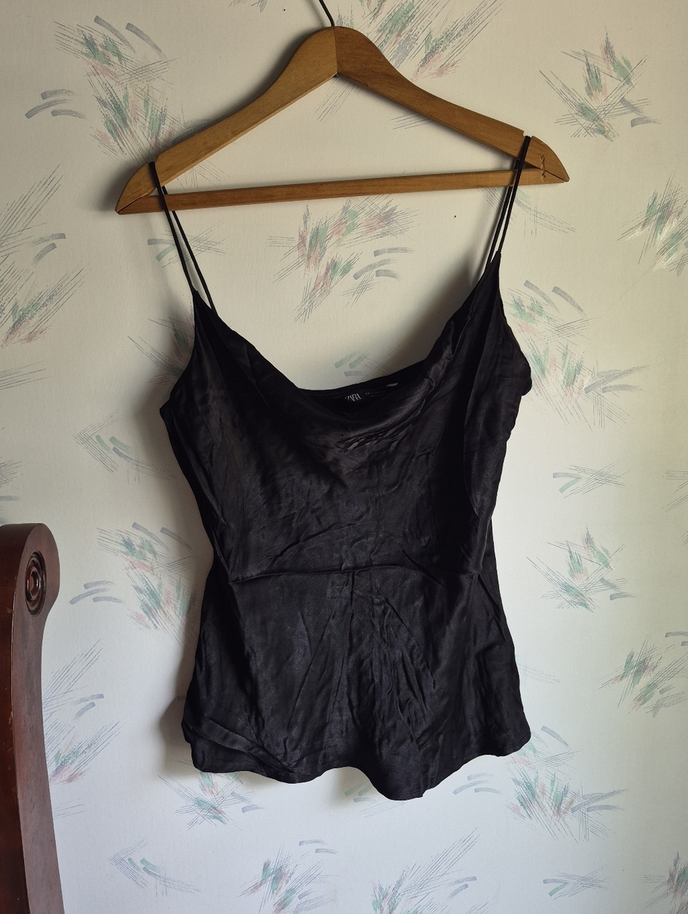 Zara Black Cowlneck Camisole Tank Top Large
